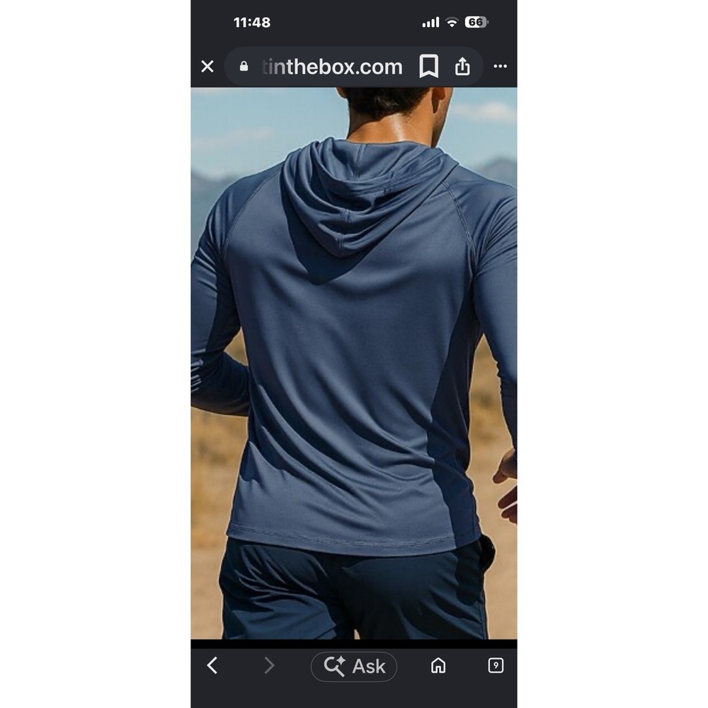Stoic Medium Blue Long Sleeve Performance Hoodie (U)